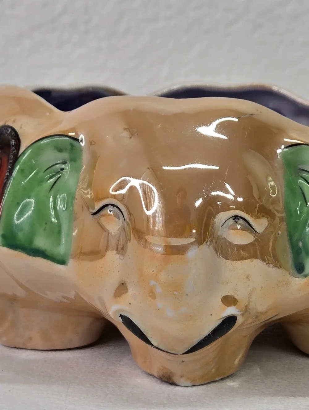 VTG Lusterware Elephant Planter Made in Japan Mid Century Pottery Lucky 30s Rare
